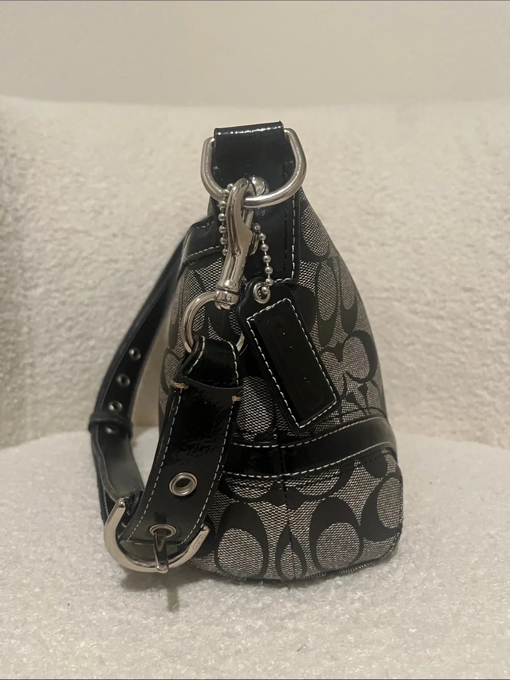 Coach Black and Gray Signature Shoulder Bag